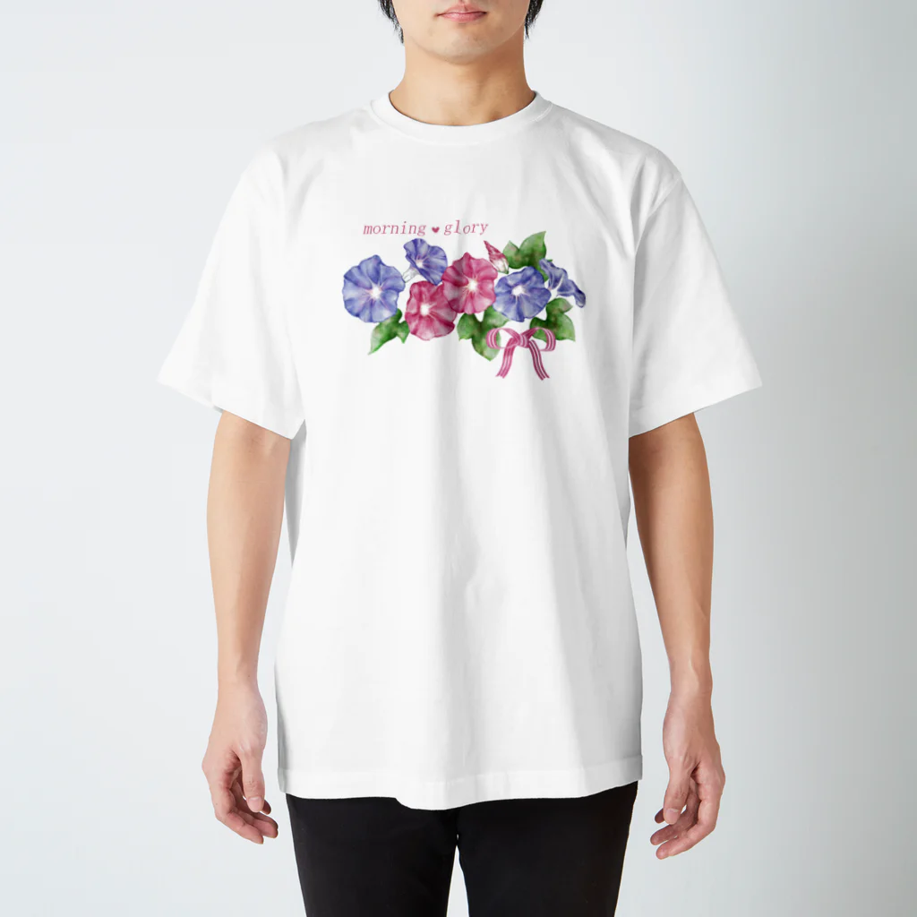 いろどり堂fuwayonの朝顔とリボン Regular Fit T-Shirt