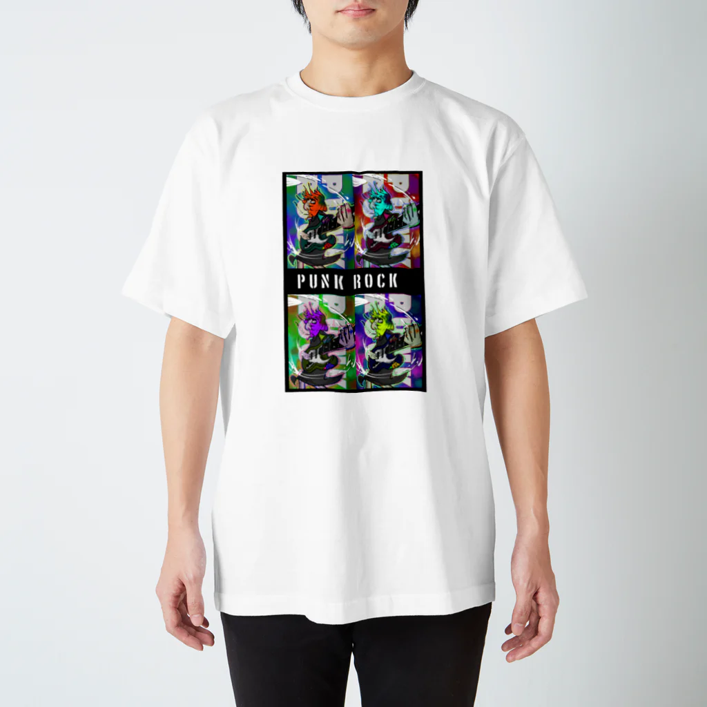 ザウルスガオガオのPUNK ROCK-イロトリドリビックプリント Regular Fit T-Shirt