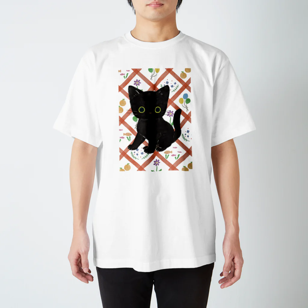 いとう　あやのパッチワーク風くろねこTシャツ スタンダードTシャツ