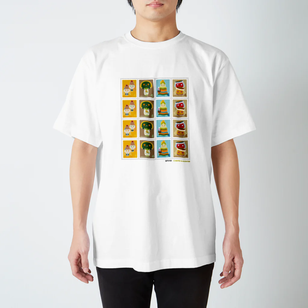 Quatre Illustrationのキャトル切手_お野菜ファッションB 4×4 スタンダードTシャツ