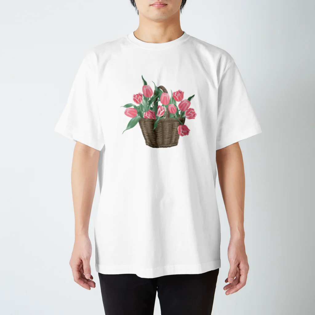 chabiのチューリップのバスケット/ピンク Regular Fit T-Shirt