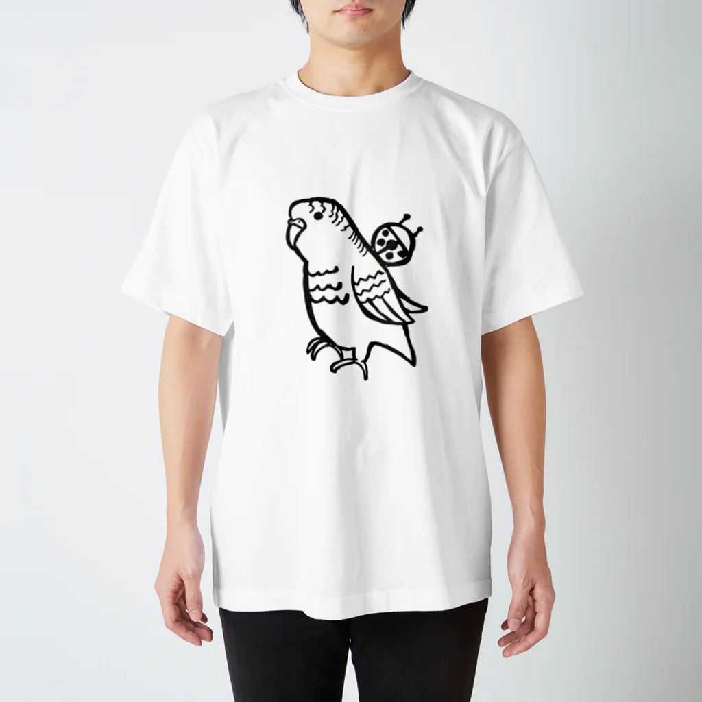 鳥ラブのサザナミインコと天道虫 スタンダードTシャツ