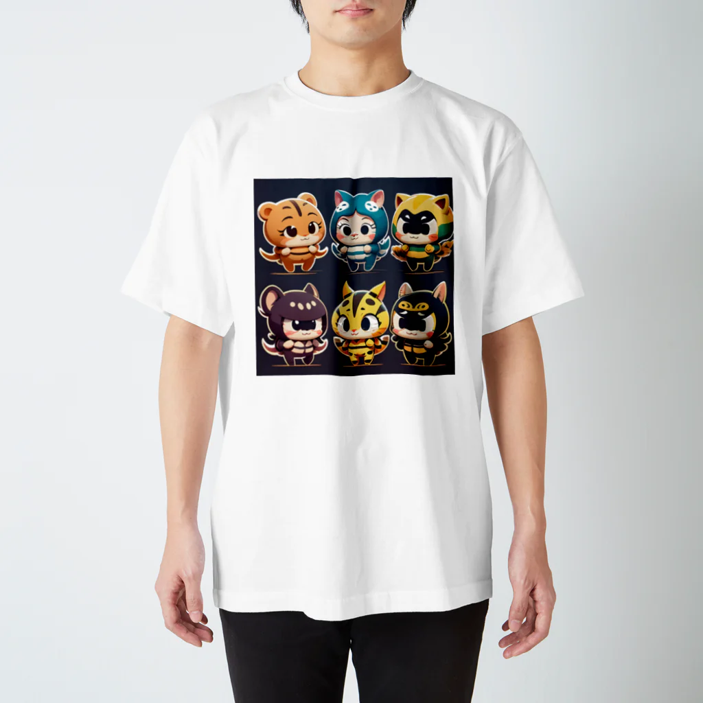 可愛い存在まじ癒しのイカネコレンジャーズ スタンダードTシャツ