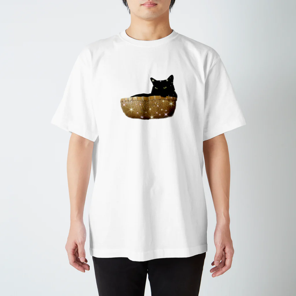 MKPoppp! shopのカゴの中の猫🐈‍⬛ スタンダードTシャツ