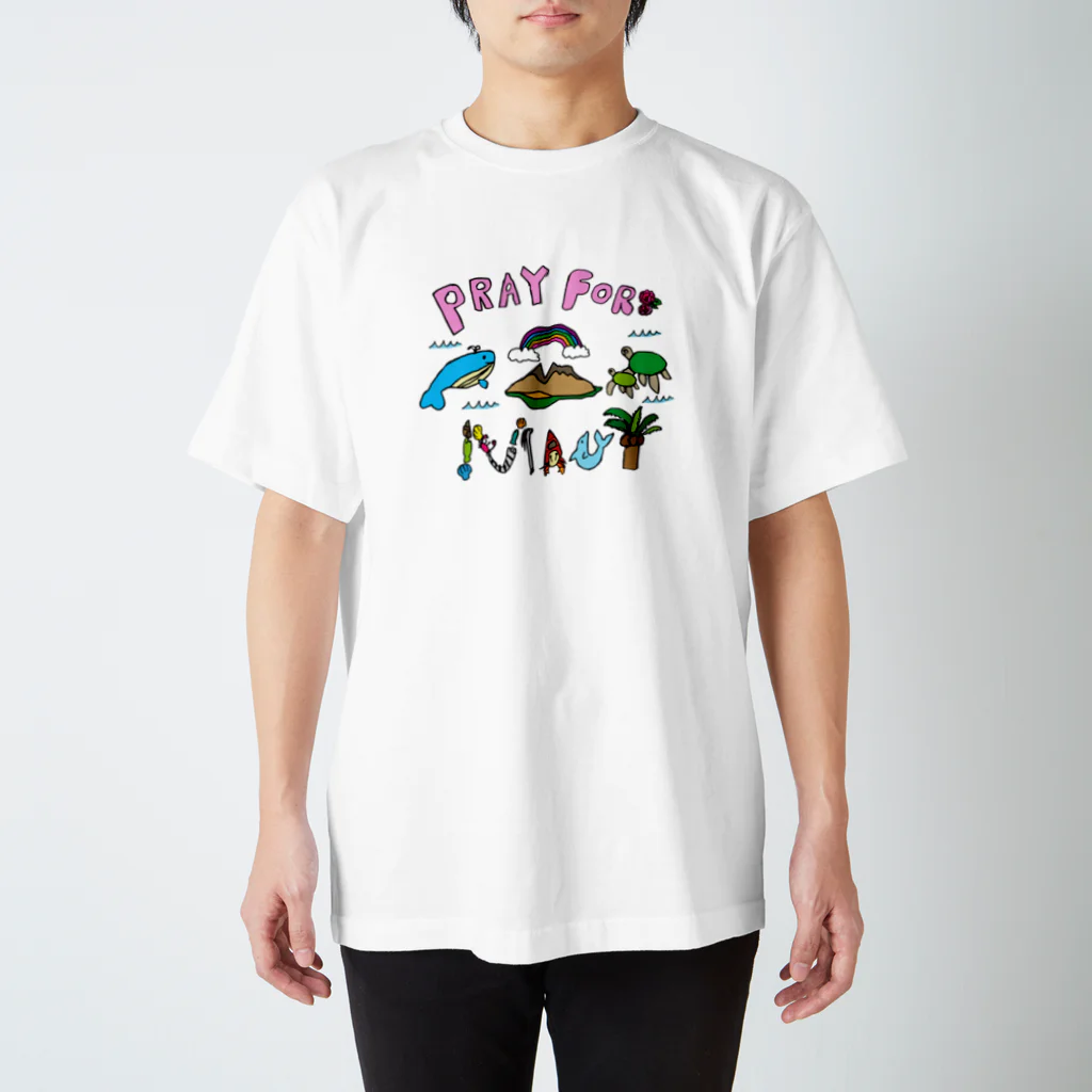 水色プリントのマウイ島に祈りをこめて。 Regular Fit T-Shirt