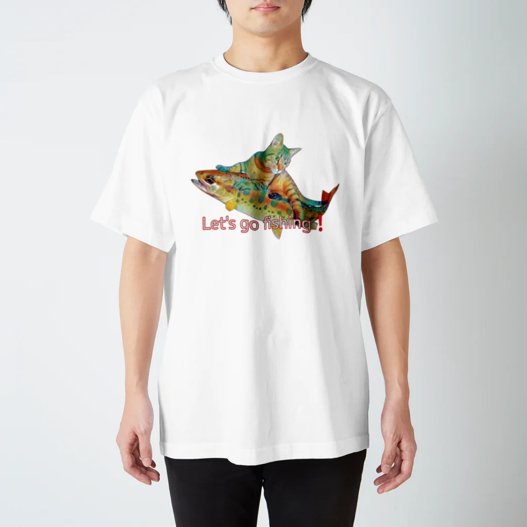 ニャンウィズのアニキのお魚ゲットだぜ❗️ スタンダードTシャツ