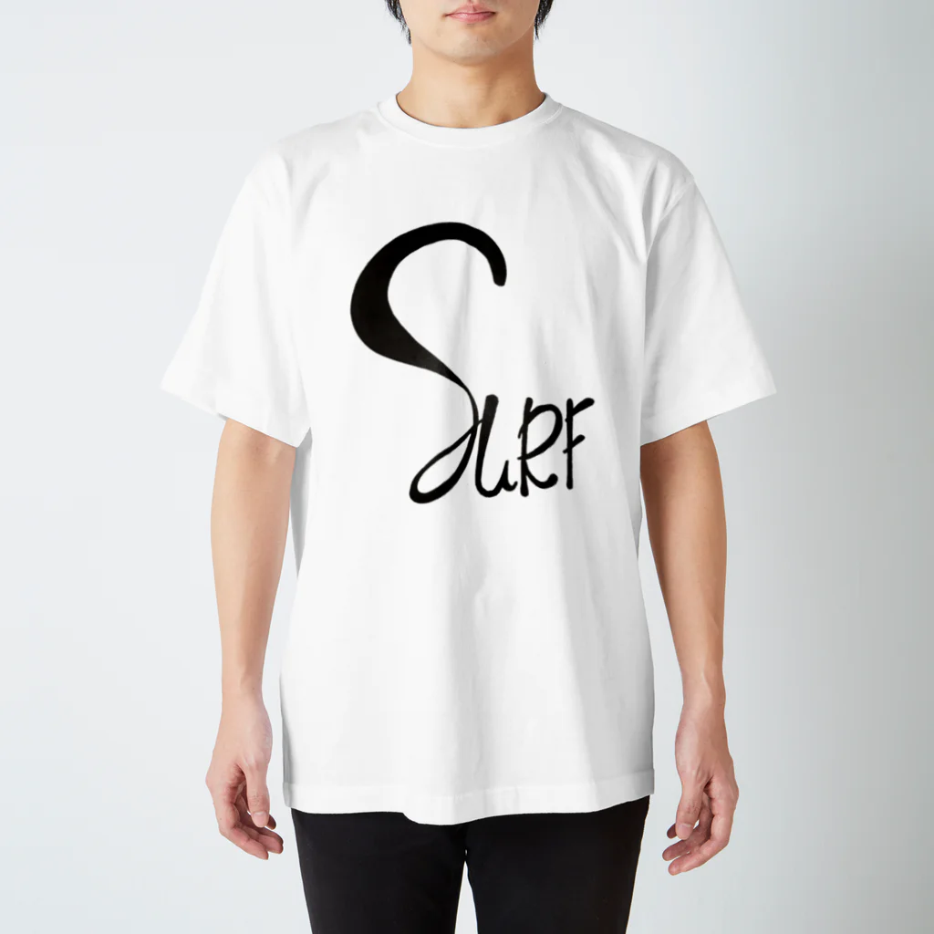 SURF810の手描きSURF文字♡黒/Black スタンダードTシャツ