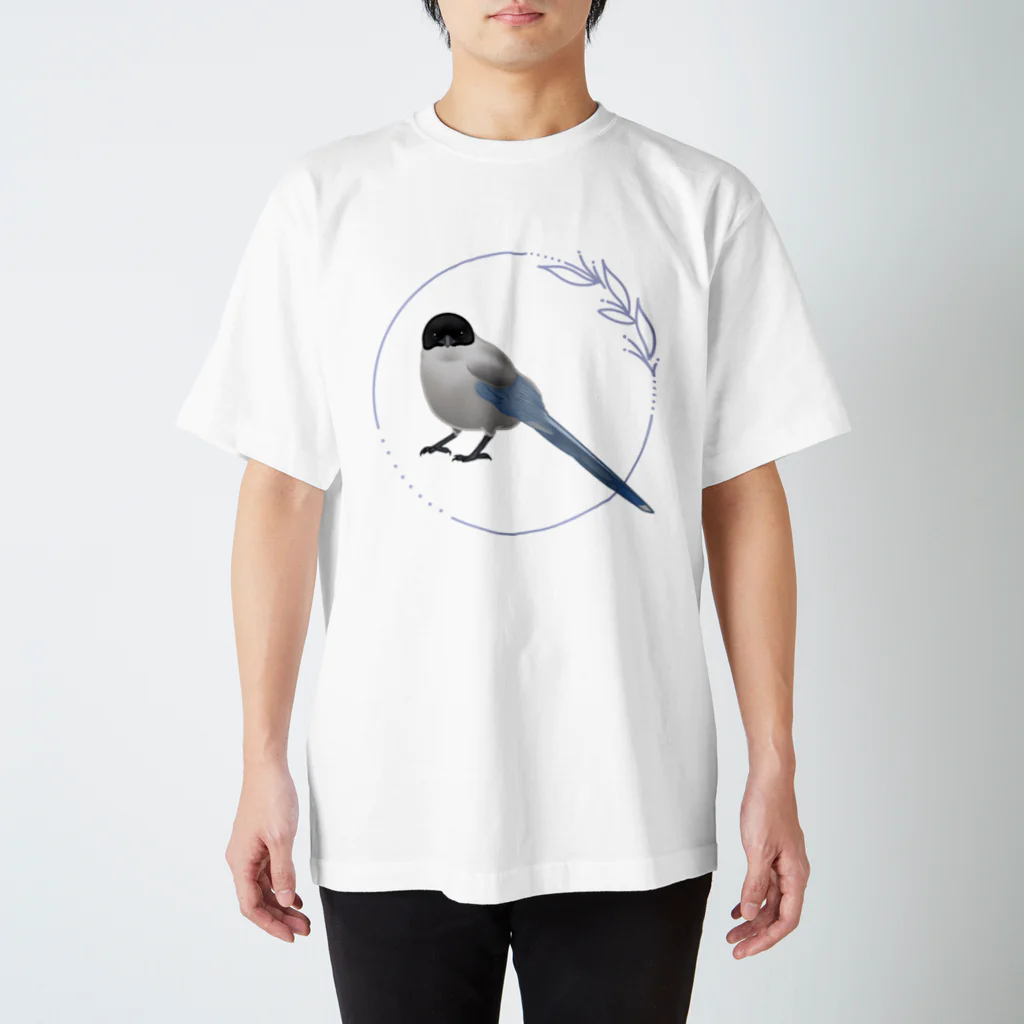 やちよ｜リアル鳥イラストのオナガさん スタンダードTシャツ
