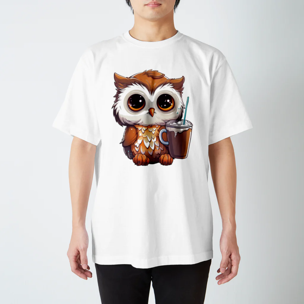 Vasetti_pressのフクロウとコーヒー Regular Fit T-Shirt