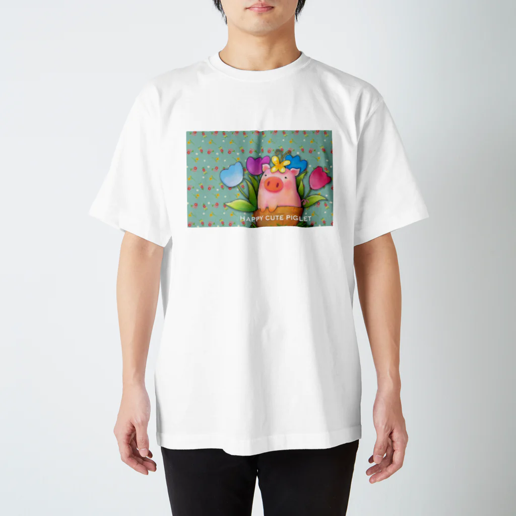 デザインハウスピリカのHAPPY CUTE PIGLET スタンダードTシャツ