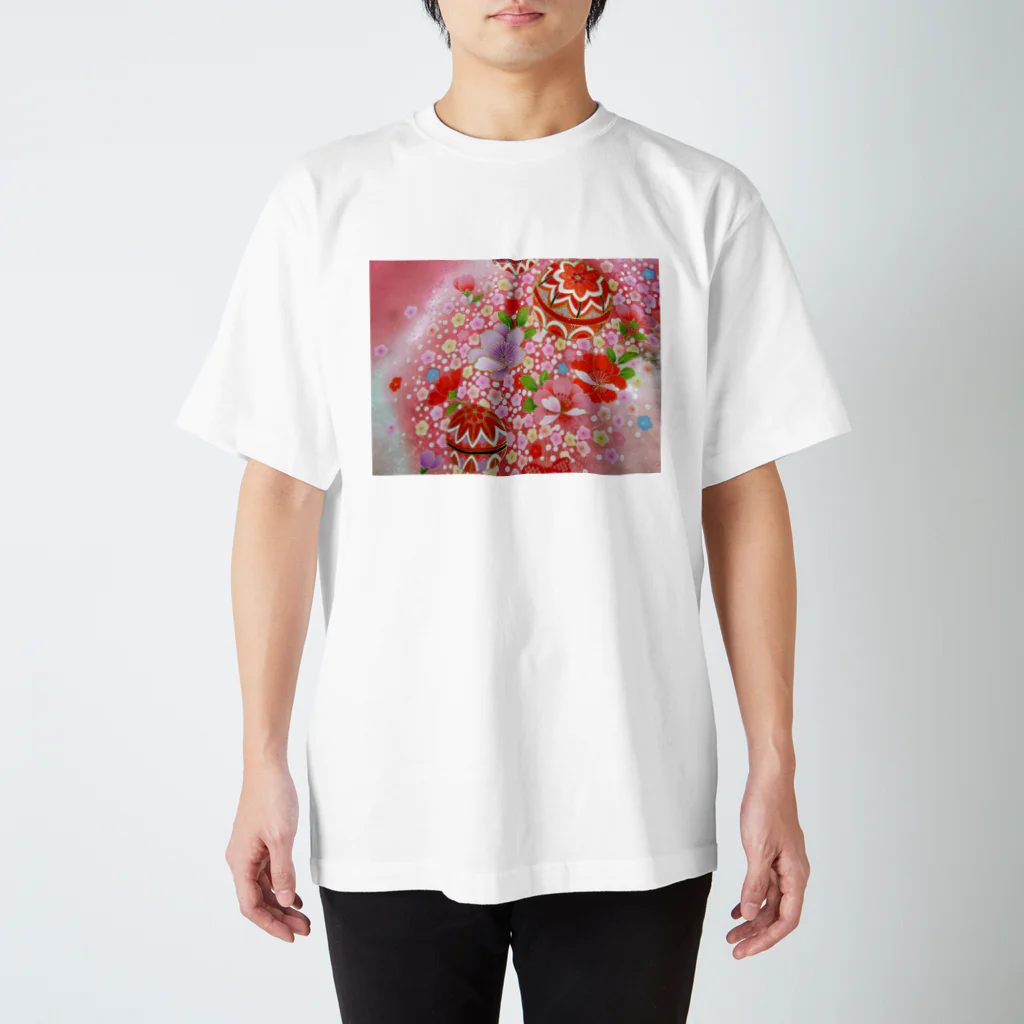 rakujuの京友禅　手毬小花　ピンク スタンダードTシャツ