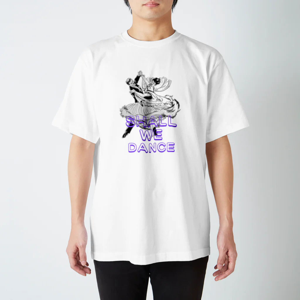 Heart-of-JapneseCultureのShal We Dance（ブルー、白抜き） Regular Fit T-Shirt