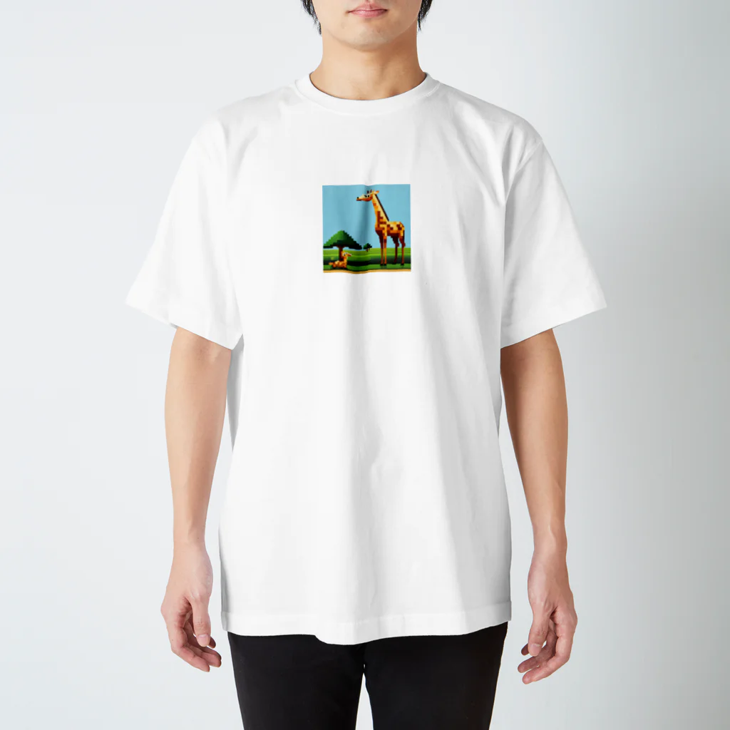 SHINYA_AI-PROJECTのドット絵のキリン スタンダードTシャツ