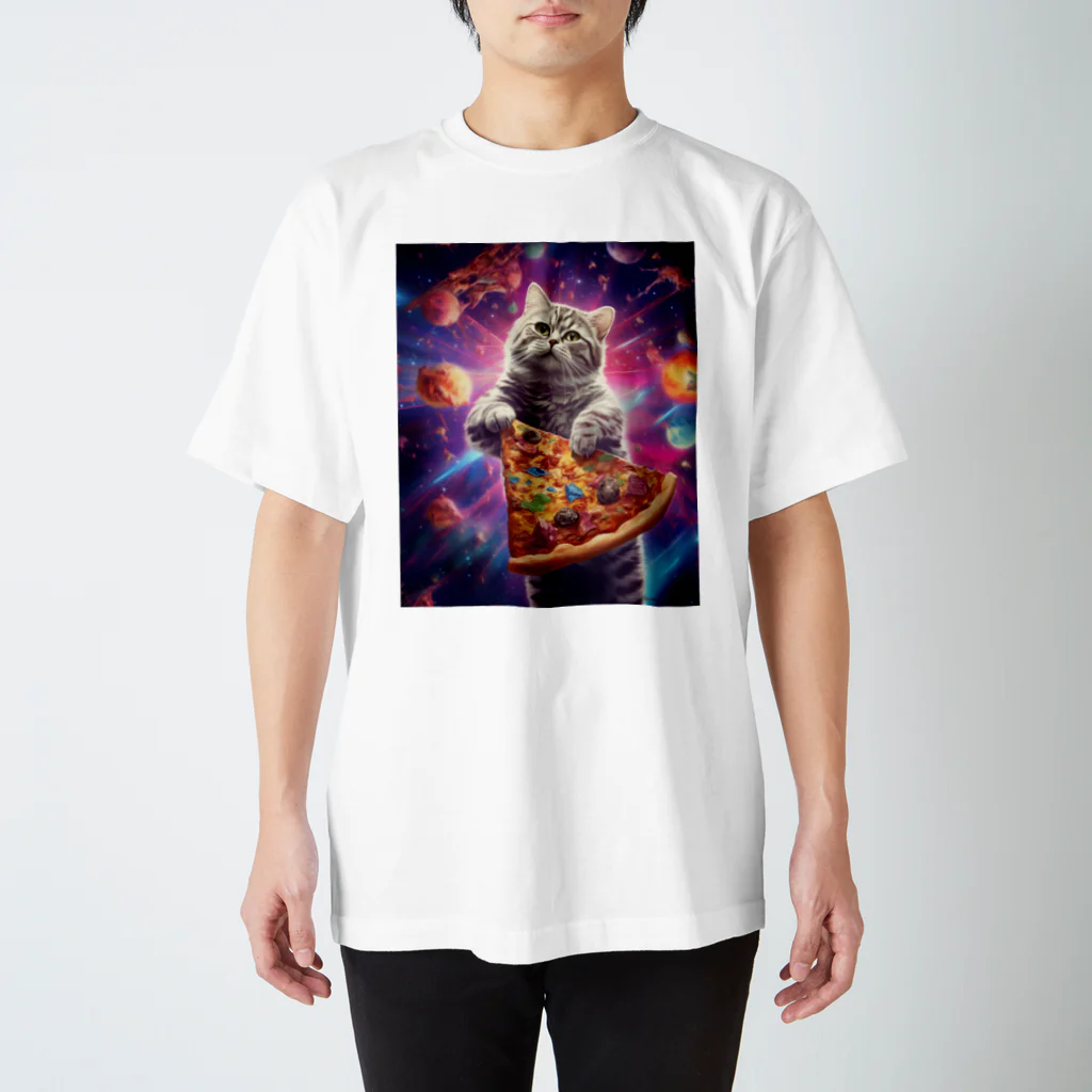 ばけものだいすきの宇宙ネコピザ スタンダードTシャツ