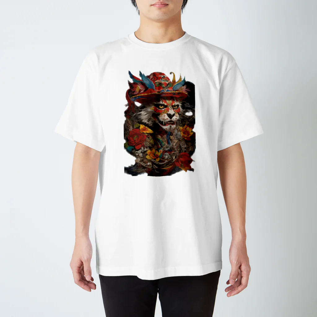 歌゛者髑髏-GASYADOKORO-のペインティングキャット スタンダードTシャツ