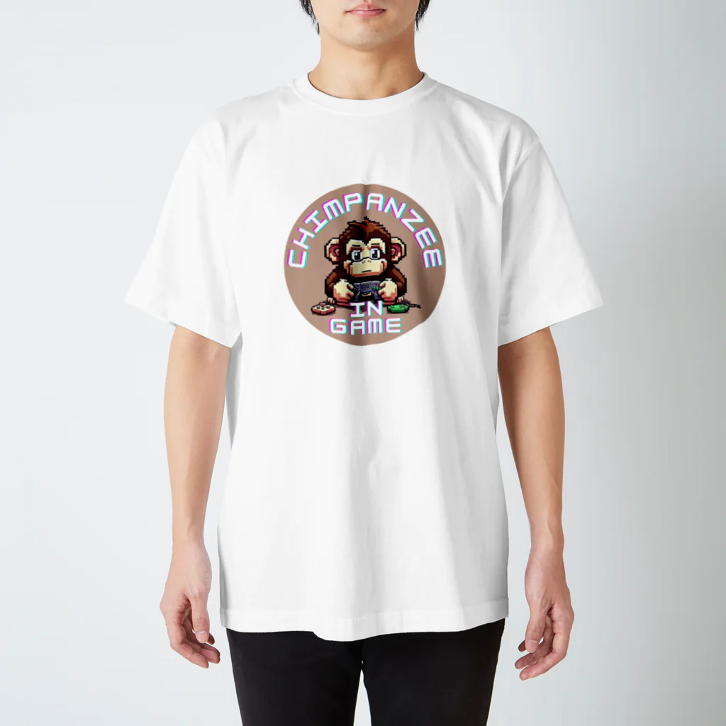 朱音琴音のドット絵のゲーム中のチンパンジー Regular Fit T-Shirt