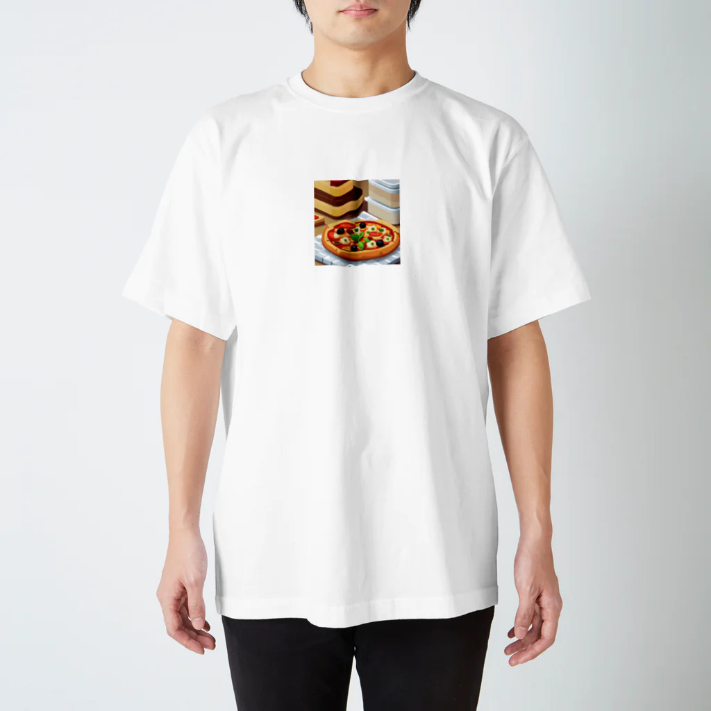 ワンダーワールド・ワンストップのピクセルアート調のピザのグッズ スタンダードTシャツ