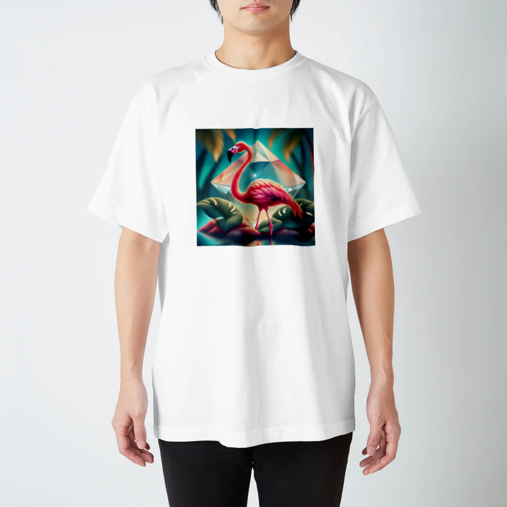 Ri-2のダイヤモンドとフラミンゴ Regular Fit T-Shirt