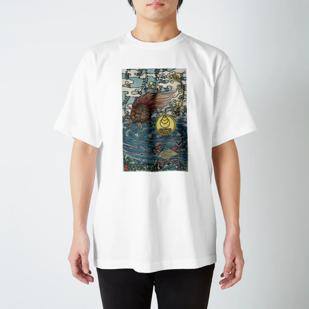 JapaneseArt Yui Shopの亀蟹合戦 スタンダードTシャツ