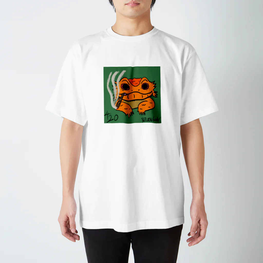 PAPIZONDONのPAPIZONDON フトマキトビトカゲ スタンダードTシャツ