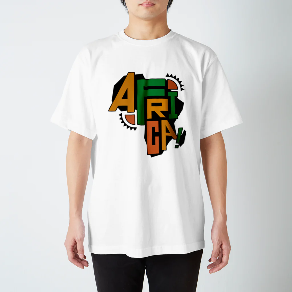 AFRICAN DANCE&DRUM tRibESのサバンナキッズ3　白地＆カラーボディ用Tシャツ"AFRICA!" by QOTAROO　 スタンダードTシャツ