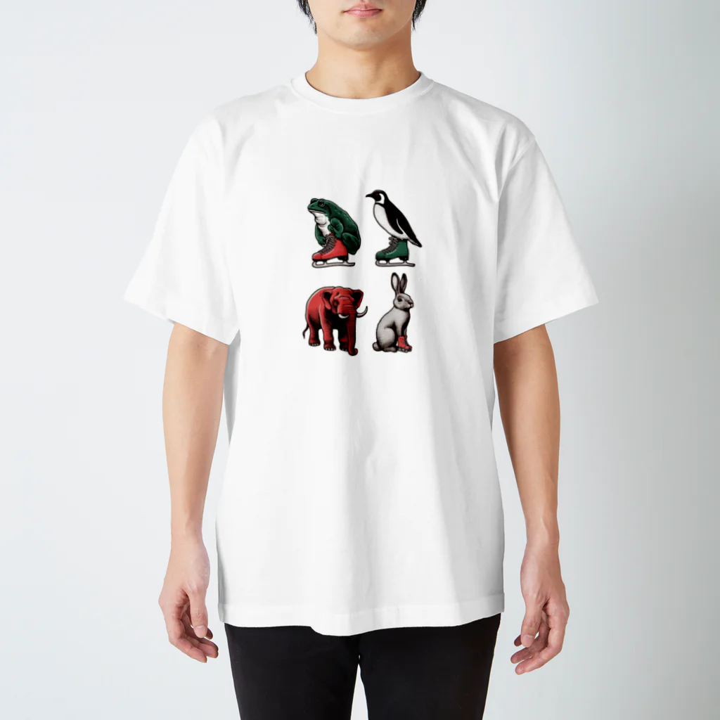 赤白 緑・アカシロ ミドリの【孤独を愛する４人】スケート編（フィギュアスケート） Regular Fit T-Shirt