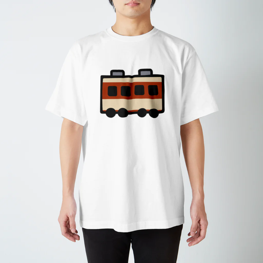 みずしまワークスの昔の電車：えんじ＆クリーム スタンダードTシャツ