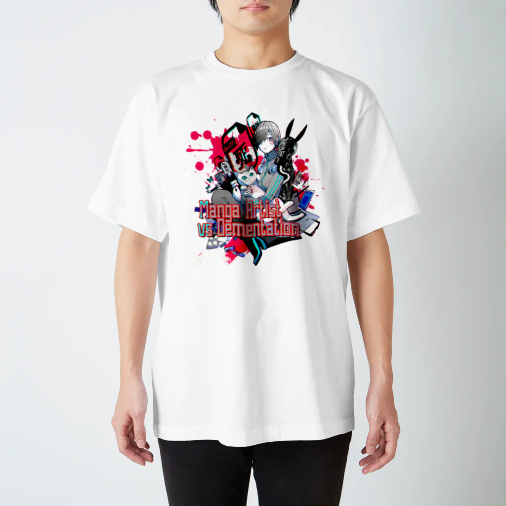 岩村月子SUZURI店のMangaArtist vs Demetation Regular Fit T-Shirt