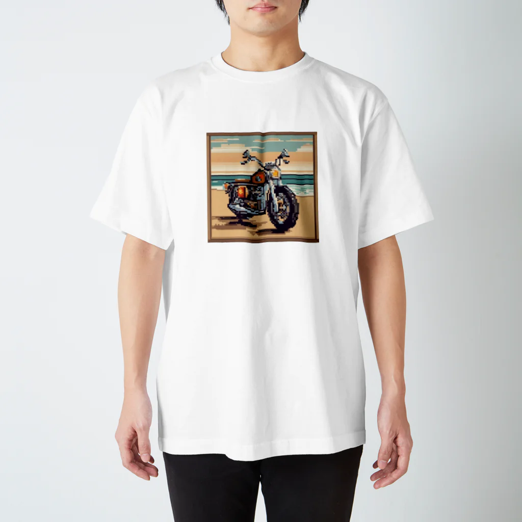 毎日がにゃんとも幸せ マサッチShopのレトロバイクドット　海岸編　№.１ スタンダードTシャツ