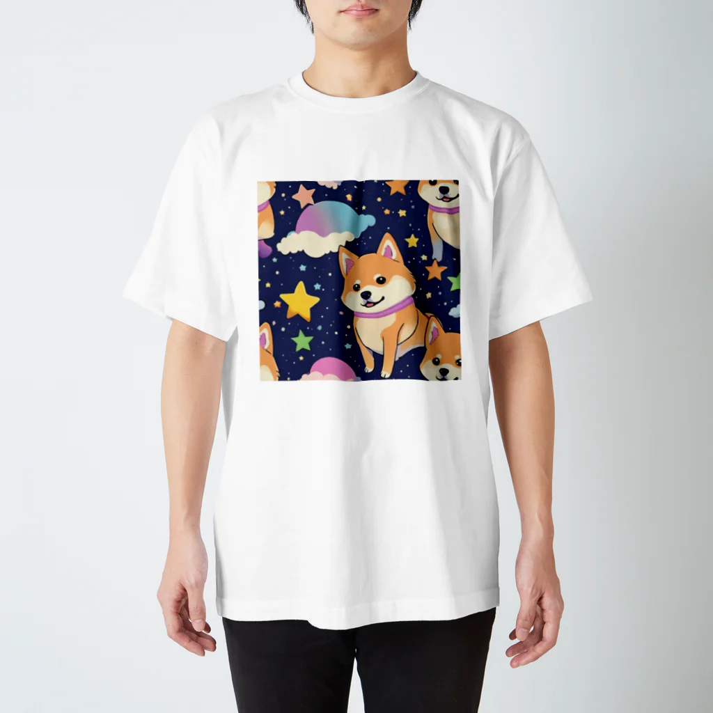 ゆんまるの夜空に柴犬 Regular Fit T-Shirt