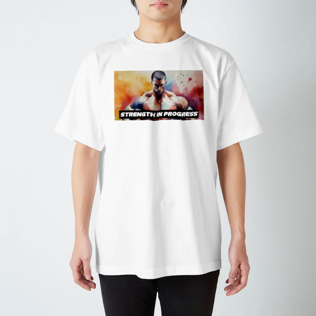 BULKUP MONSTERのマッチョ専用Tシャツ「Strength in Progress（進化する力）」 Regular Fit T-Shirt