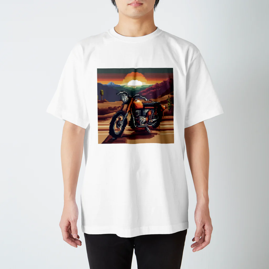 毎日がにゃんとも幸せ マサッチShopのレトロバイクドット　夕日編№２ スタンダードTシャツ