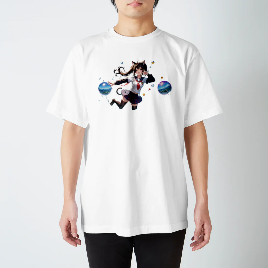 如月ゆい🐹の猫耳女の子 Regular Fit T-Shirt