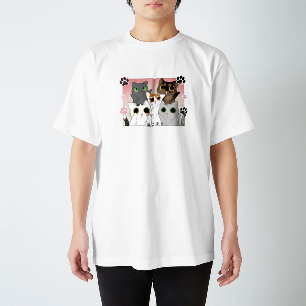 ねこほうチャンネル公式グッズの5匹ねこほうイラストグッズ スタンダードTシャツ