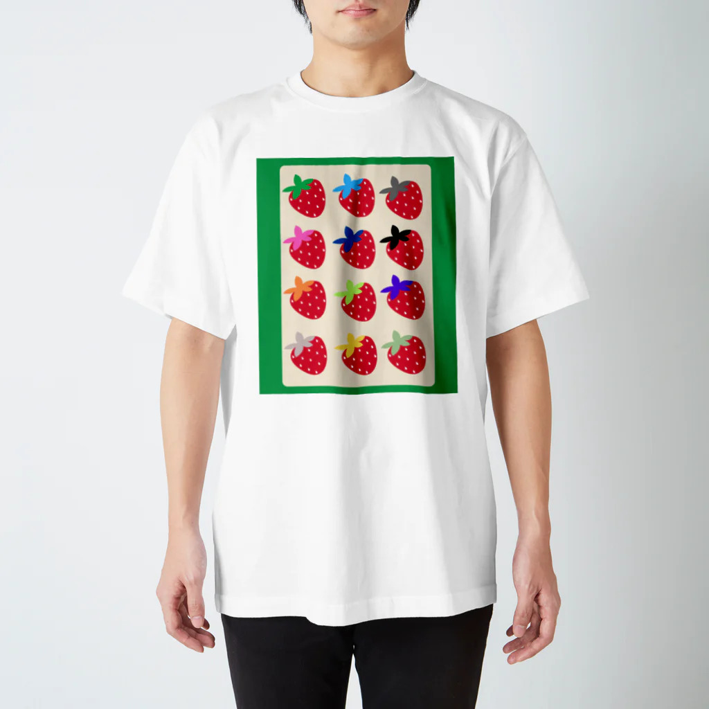 asahimameのいちご柄 Regular Fit T-Shirt