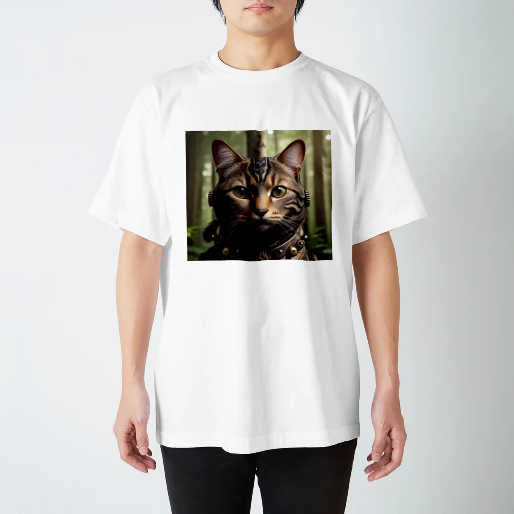 みけねこ工房の野生的　黒猫 スタンダードTシャツ