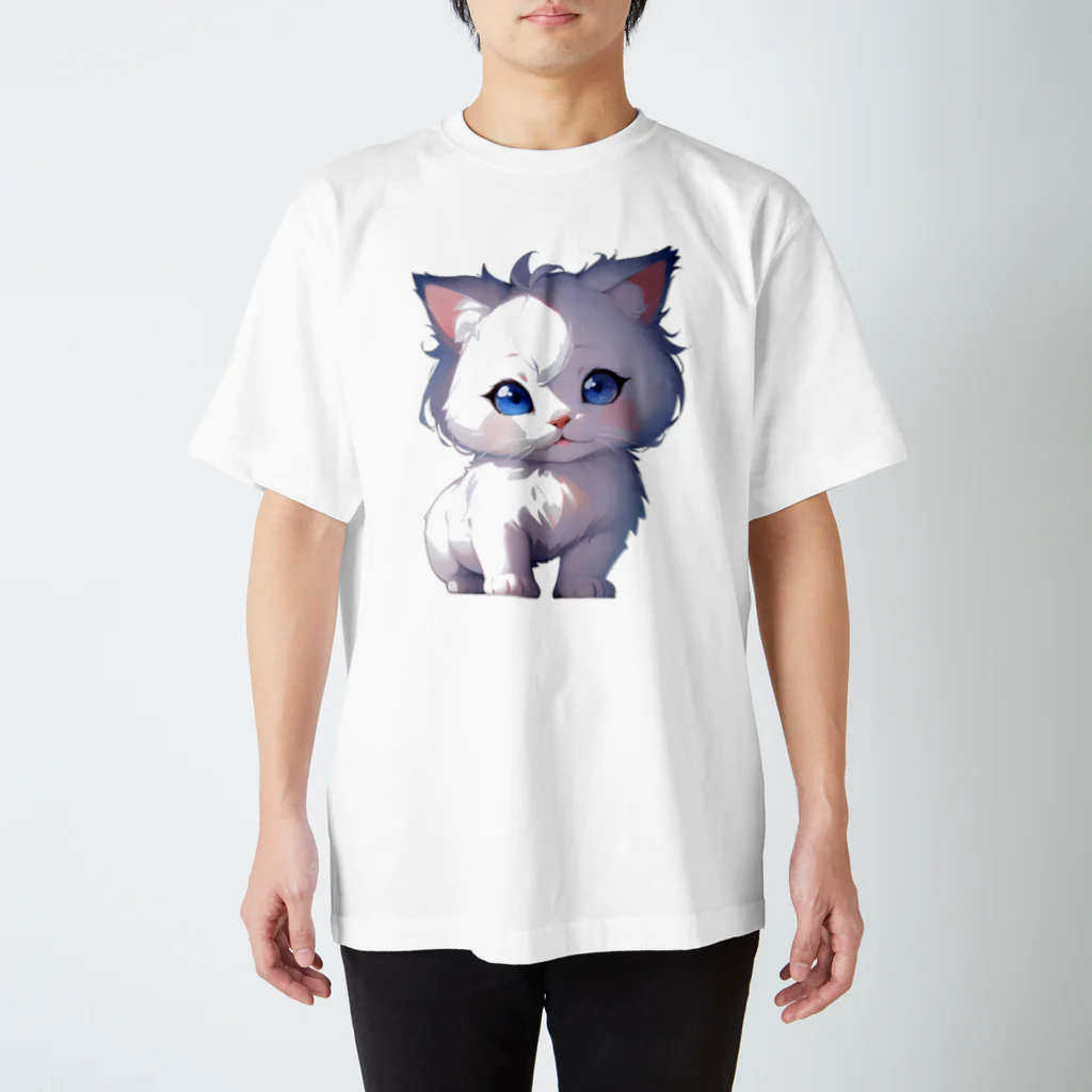 Hoshi_Hikariのホワイトにゃんこ Regular Fit T-Shirt