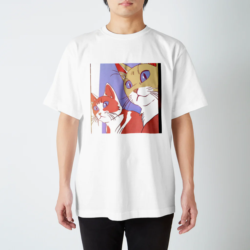 etwoshopの夕映え双猫 スタンダードTシャツ