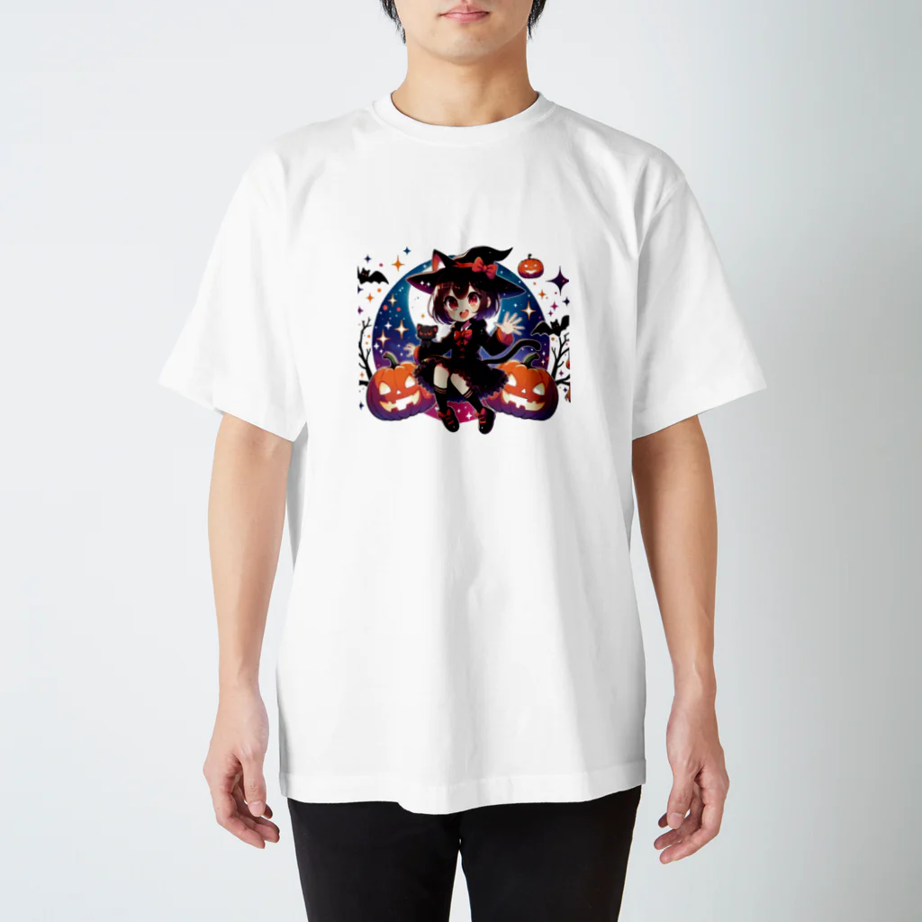 ArtifyGoodsのミッドナイト・ハロウィン魔女 スタンダードTシャツ