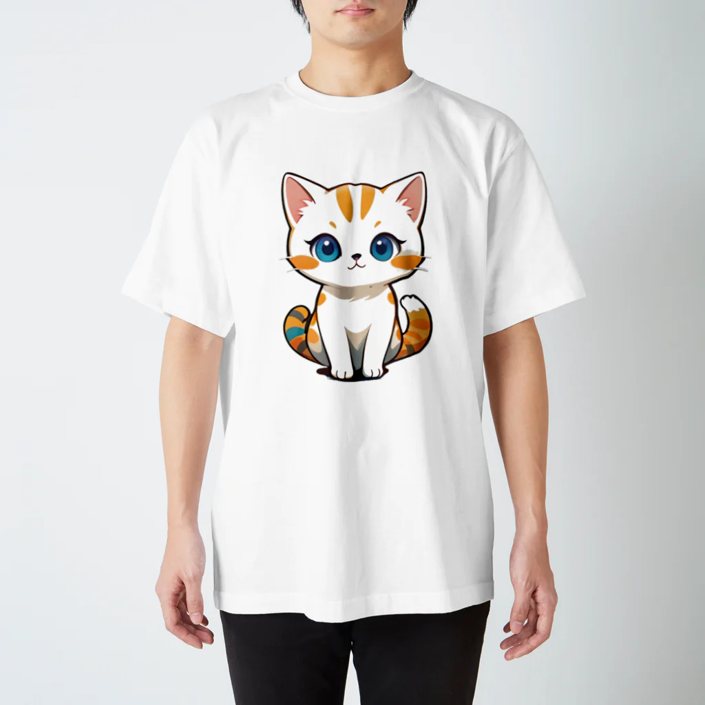 もふもふデザインストアのふんわり癒しのモフモフ猫 スタンダードTシャツ