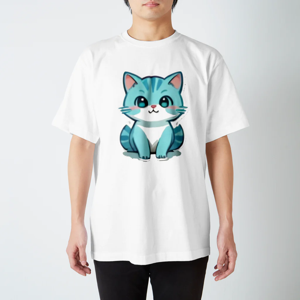 もふもふデザインストアの癒しのブルー猫グッズで、毎日を彩ろう Regular Fit T-Shirt
