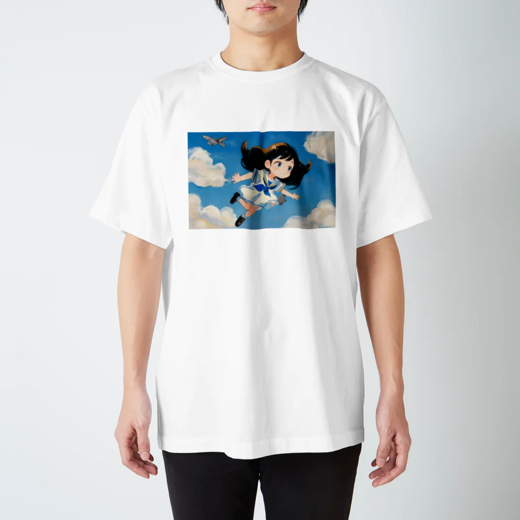 くま屋のSkyward Dreams: Soaring Girl Art Regular Fit T-Shirt