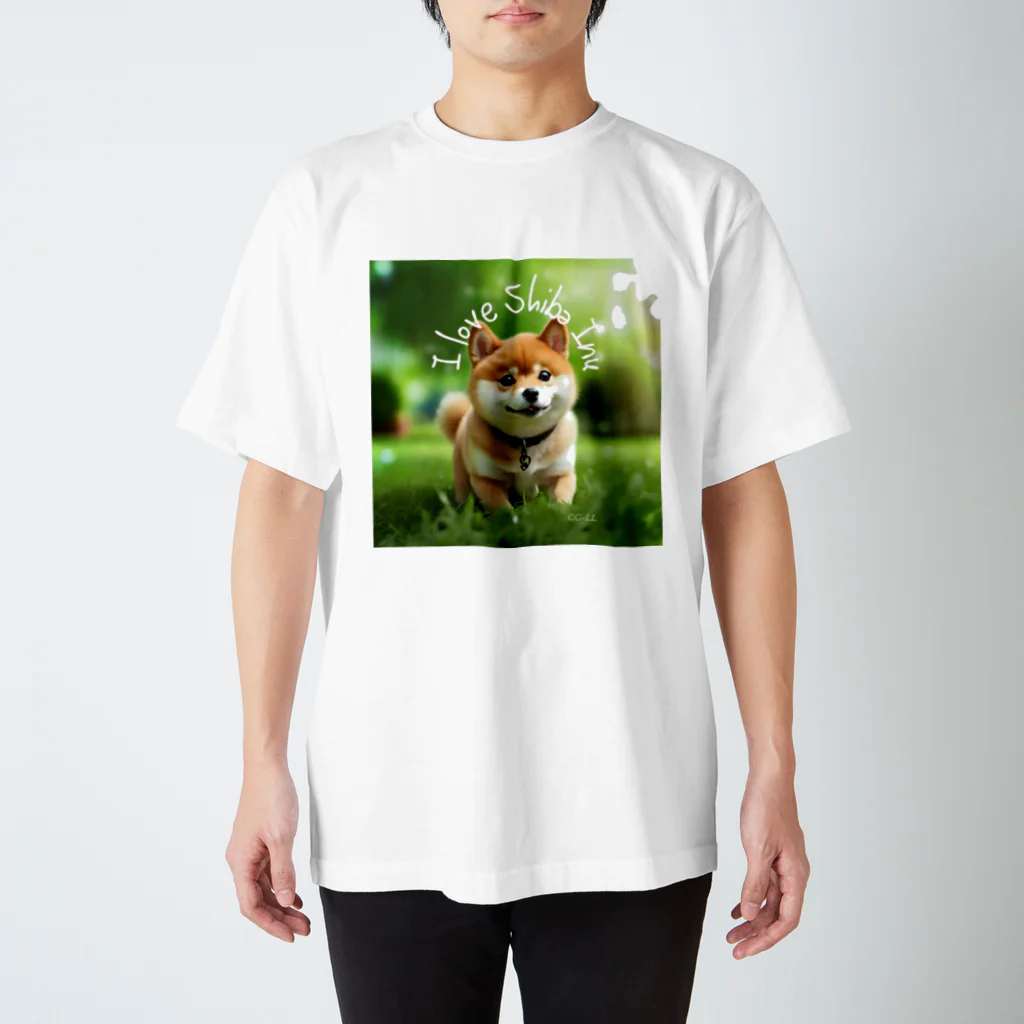 CC-LL (クク・ルル)の【柴犬】片面プリント フォトリアル Regular Fit T-Shirt