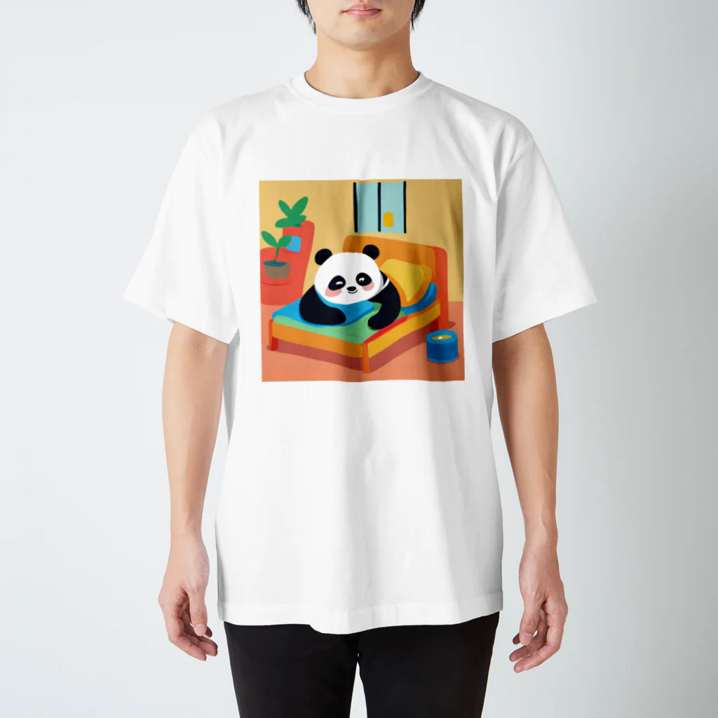 萌えキャラ大好きの風邪を引いて寝込むパンダイラストのグッズ スタンダードTシャツ