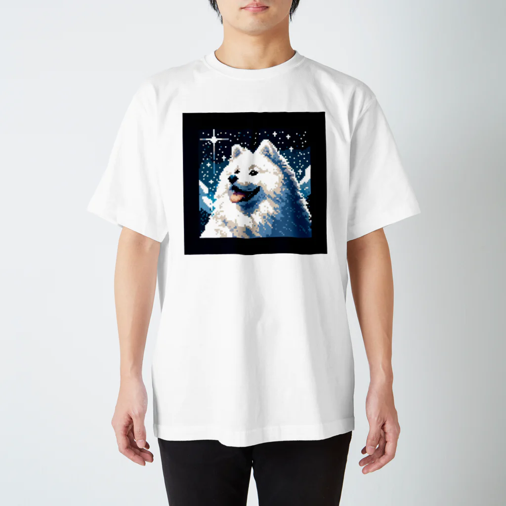 あにどっとの白い犬のドット絵 スタンダードTシャツ