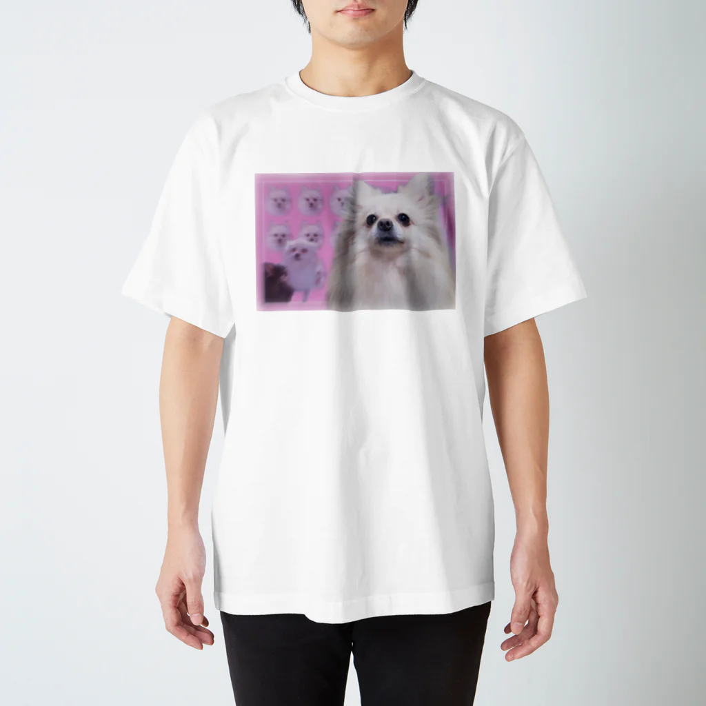 うるマートの(実写の犬)ポメラニアンのうる(ピンク) スタンダードTシャツ