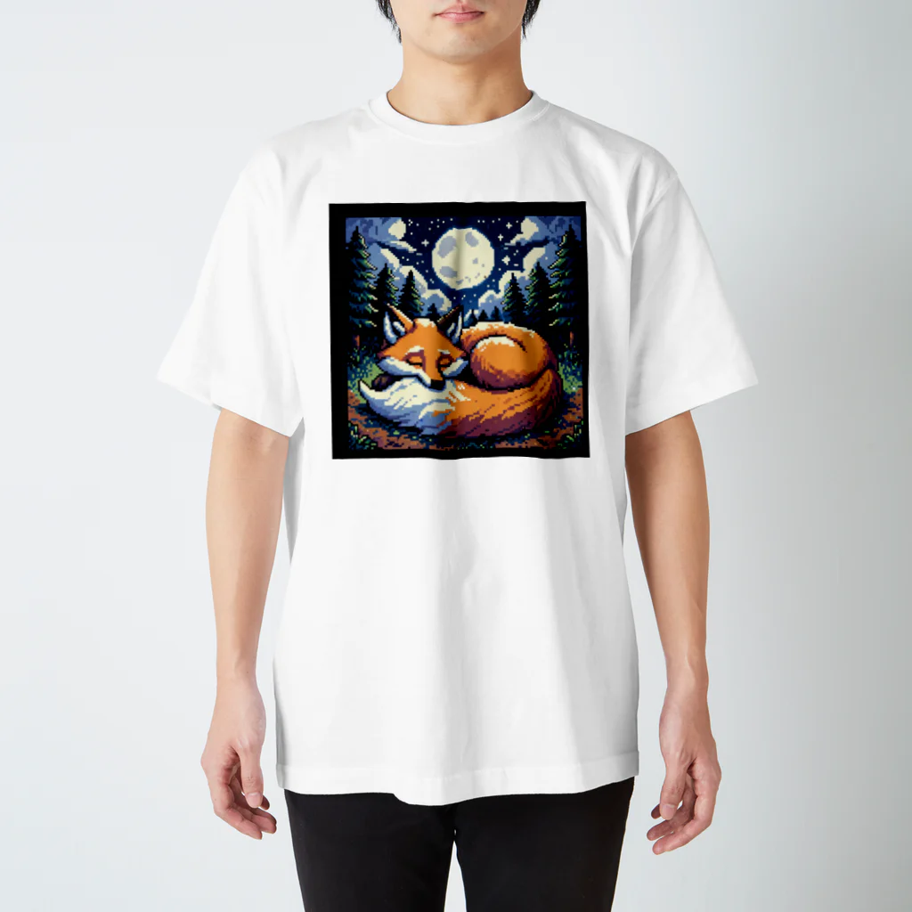 あにどっとの月下で眠るキツネドット Regular Fit T-Shirt