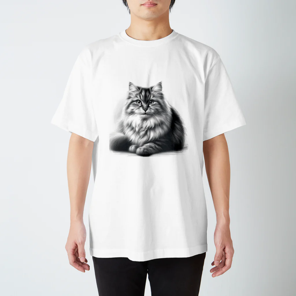 Nekonan Itemsのふさふさの王者 Regular Fit T-Shirt