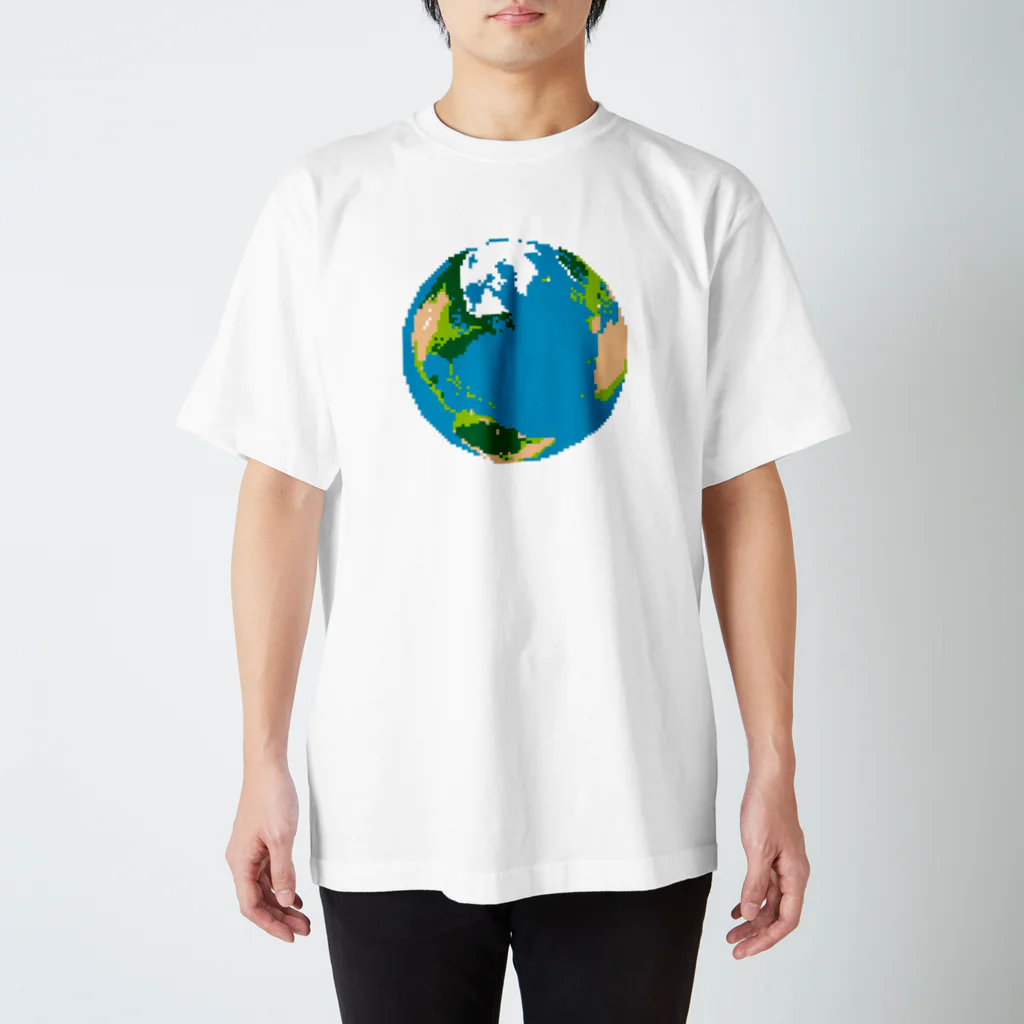 コチ(ボストンテリア)の地球(ドット絵) Regular Fit T-Shirt