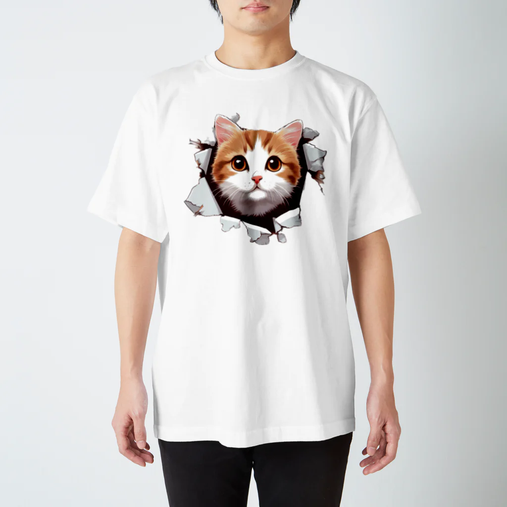 飛び出す！アニマルショップの飛び出す猫 スタンダードTシャツ